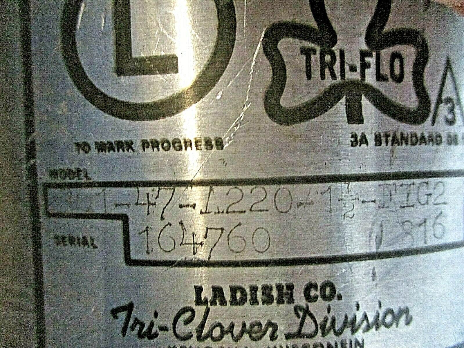 Tri-Clover Tri-Flo Actuated Valve 351-47-A220-1½-FIG2 Size: 1½" Stainless Steel