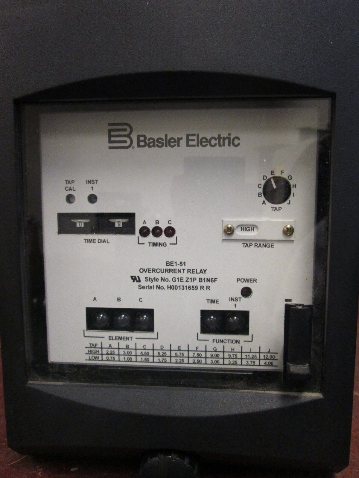 Basler Electric BE1-51 Overcurrent Relay G1E Z1P B1N6F Used