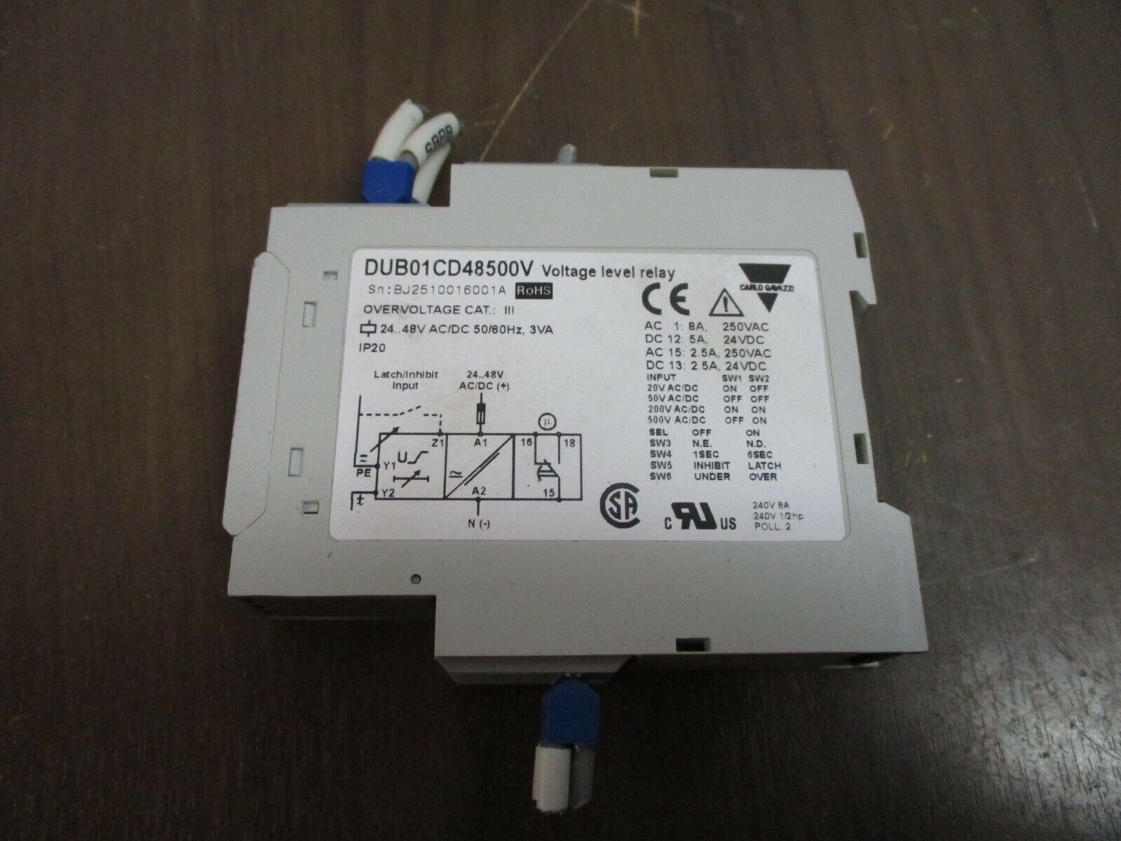 Carlo Gavazzi Voltage Level Relay DUB01CD48500V 24/48V AC/DC Used