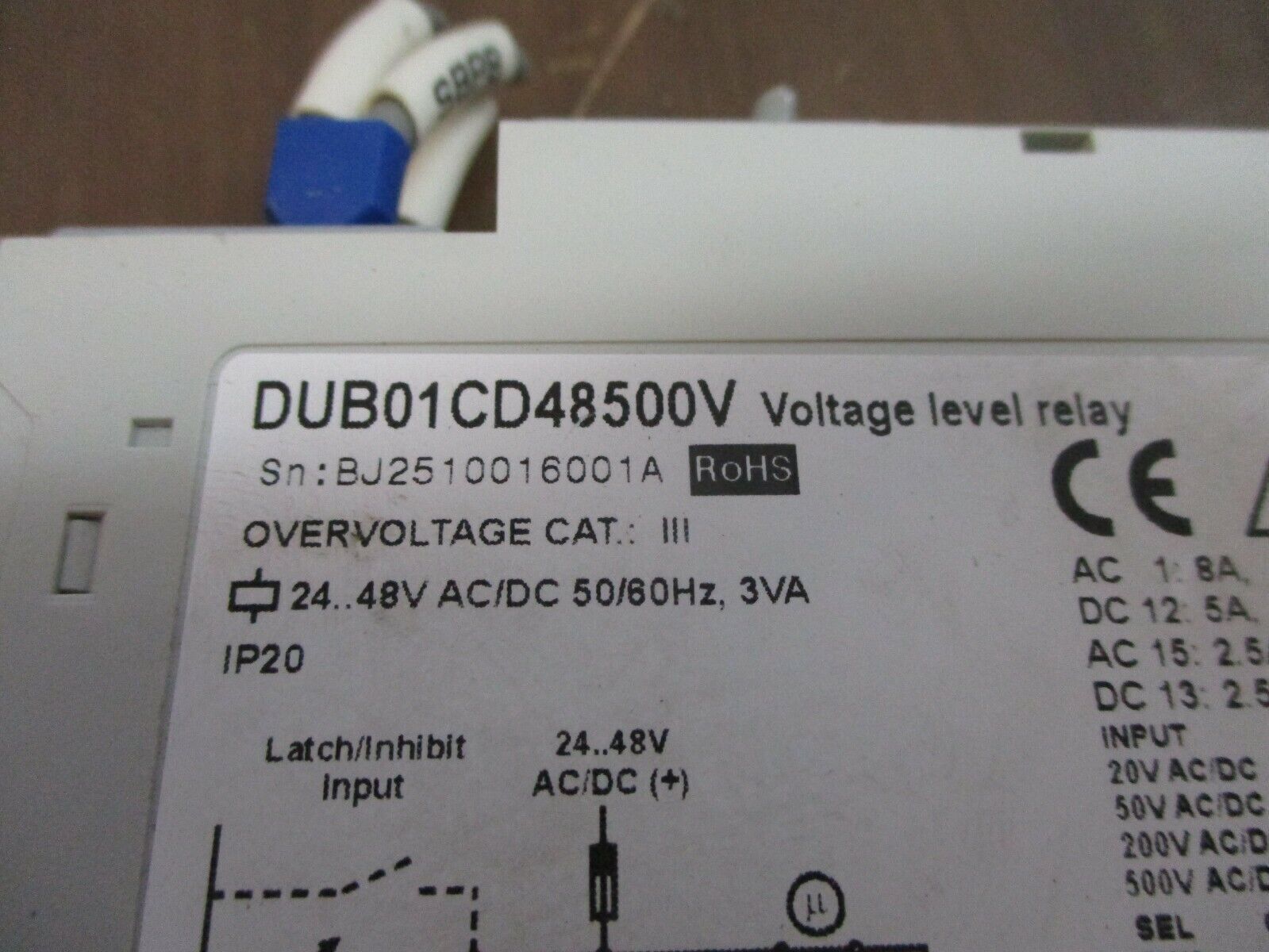 Carlo Gavazzi Voltage Level Relay DUB01CD48500V 24/48V AC/DC Used