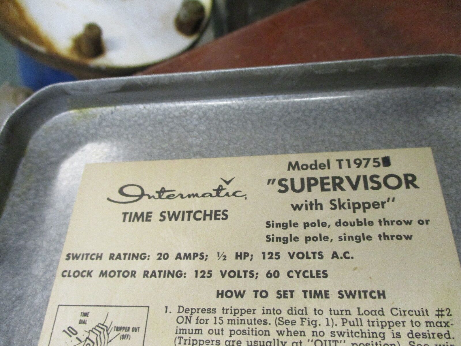 Intermatic Supervisor Time Switch w/Skipper T1975 20A 125V 1P Used
