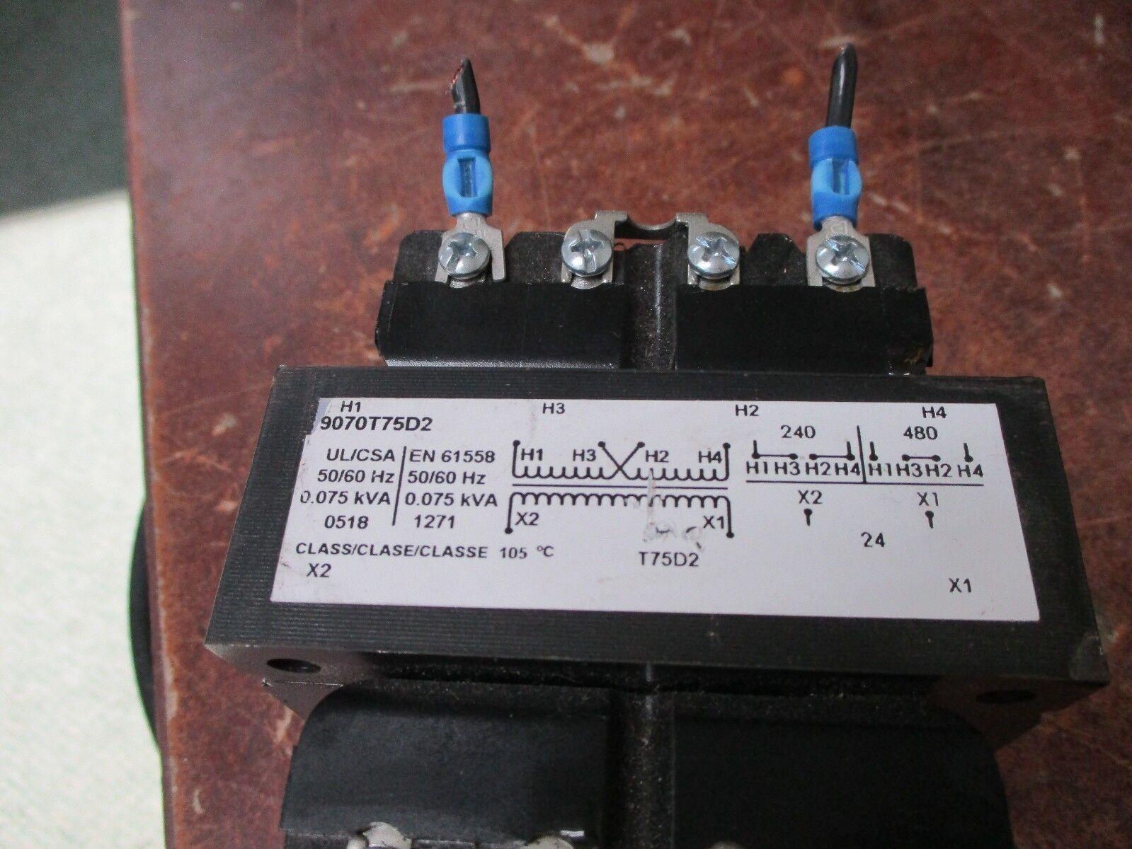 Square D Transformer 9070T75D2 0.0075kVA Pri: 240/480V Sec: 24V 50/60Hz Used