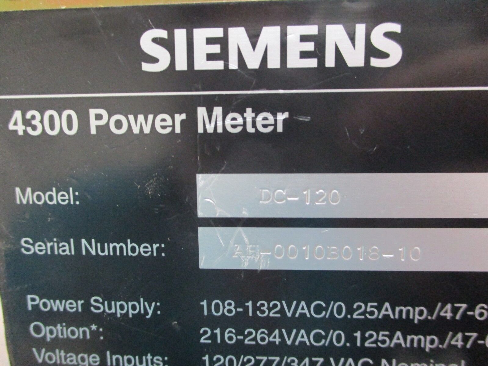Siemens 4300 Power Meter & Display DC-120 4300 Display Module *No Cable* Used