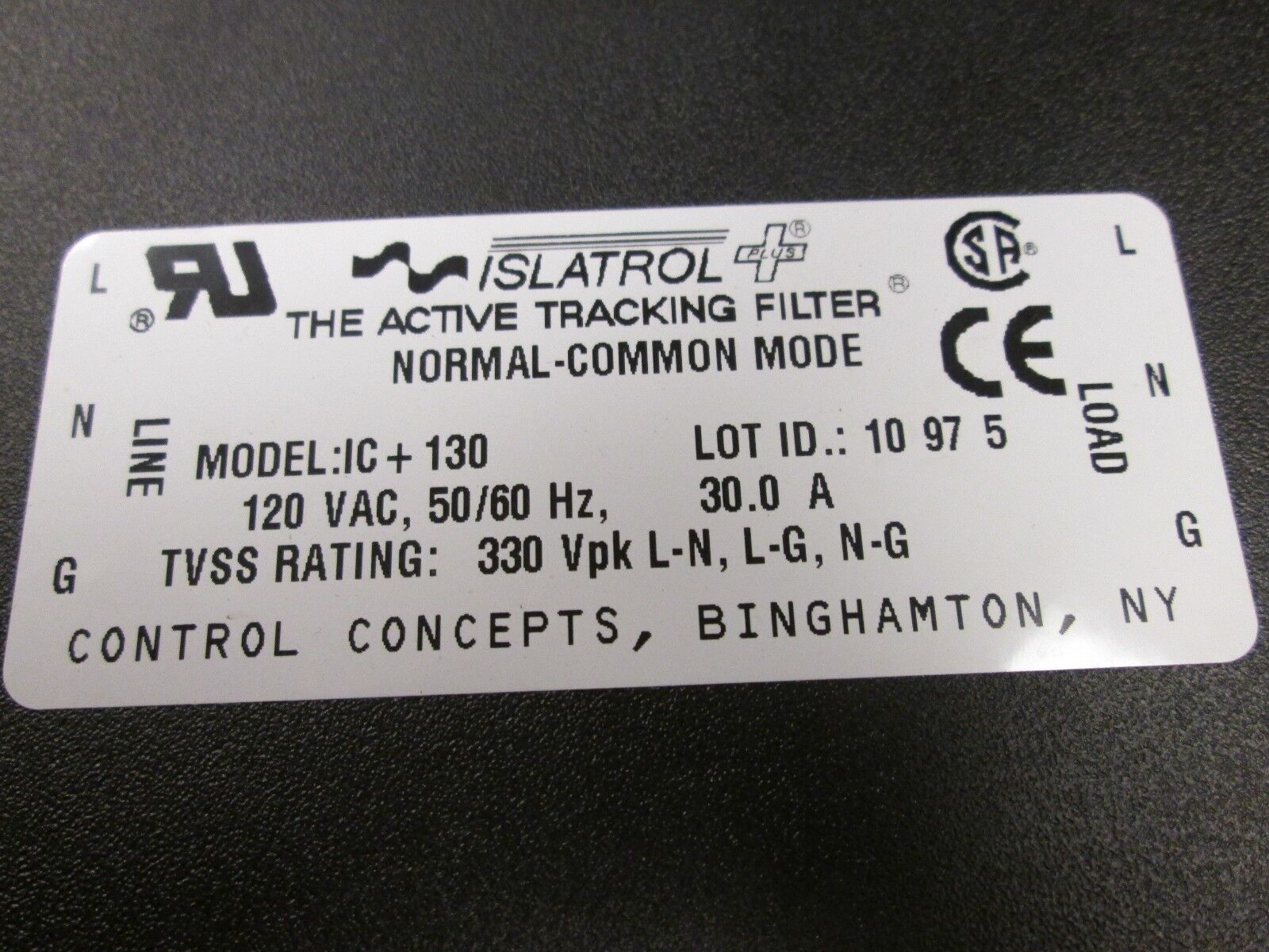 Islatrol Active Tracking Filter IC+130 120VAC 50/60Hz Used