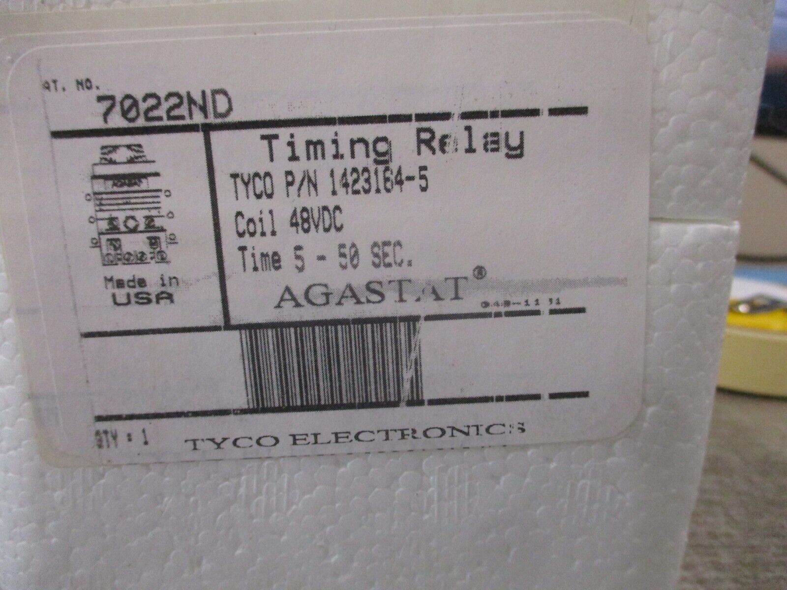 Agastat Timing Relay 7022ND 48VDC Coil Time: 5-50 Sec New Surplus