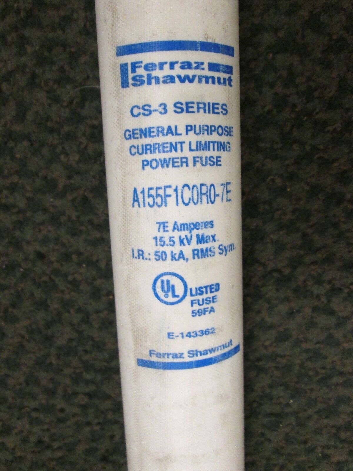 Ferraz-Shawmut Amp-Trap Fuse A155F1C0R0-7E 7A 15.5kv Used