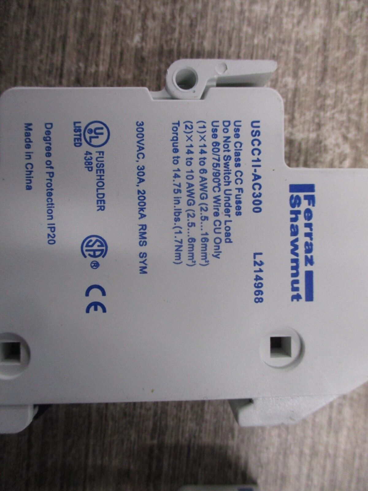 Ferraz Shawmut Ultrasafe Fuseholder USCC1I-AC300 30A 300V 1P * Lot of 2 * Used