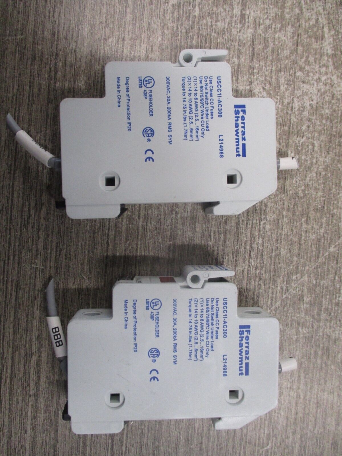 Ferraz Shawmut Ultrasafe Fuseholder USCC1I-AC300 30A 300V 1P * Lot of 2 * Used