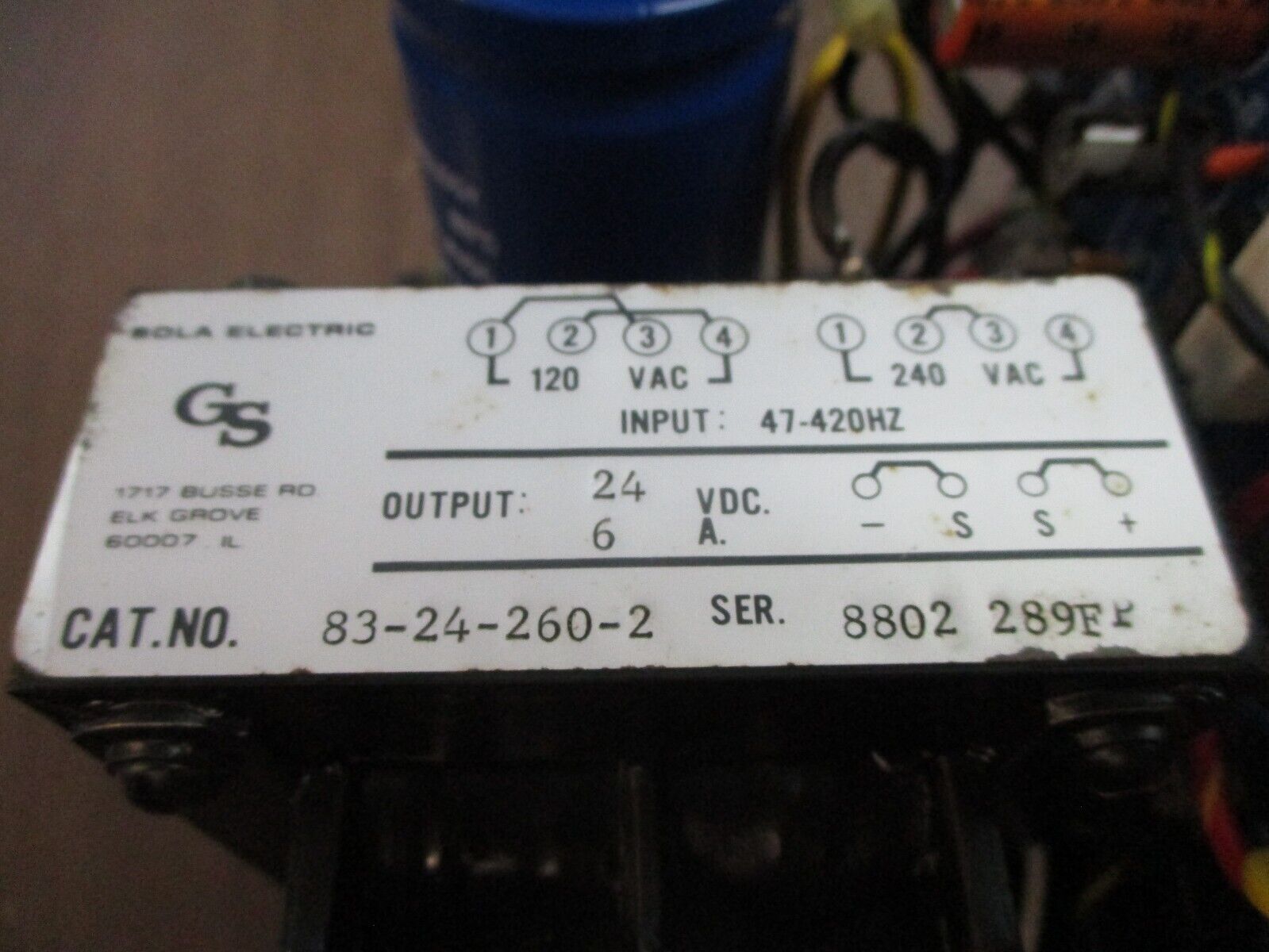 Sola Power Supply 83-24-260-2 Input: 120/240VAC 47-420Hz Output: 24VDC 6A Used