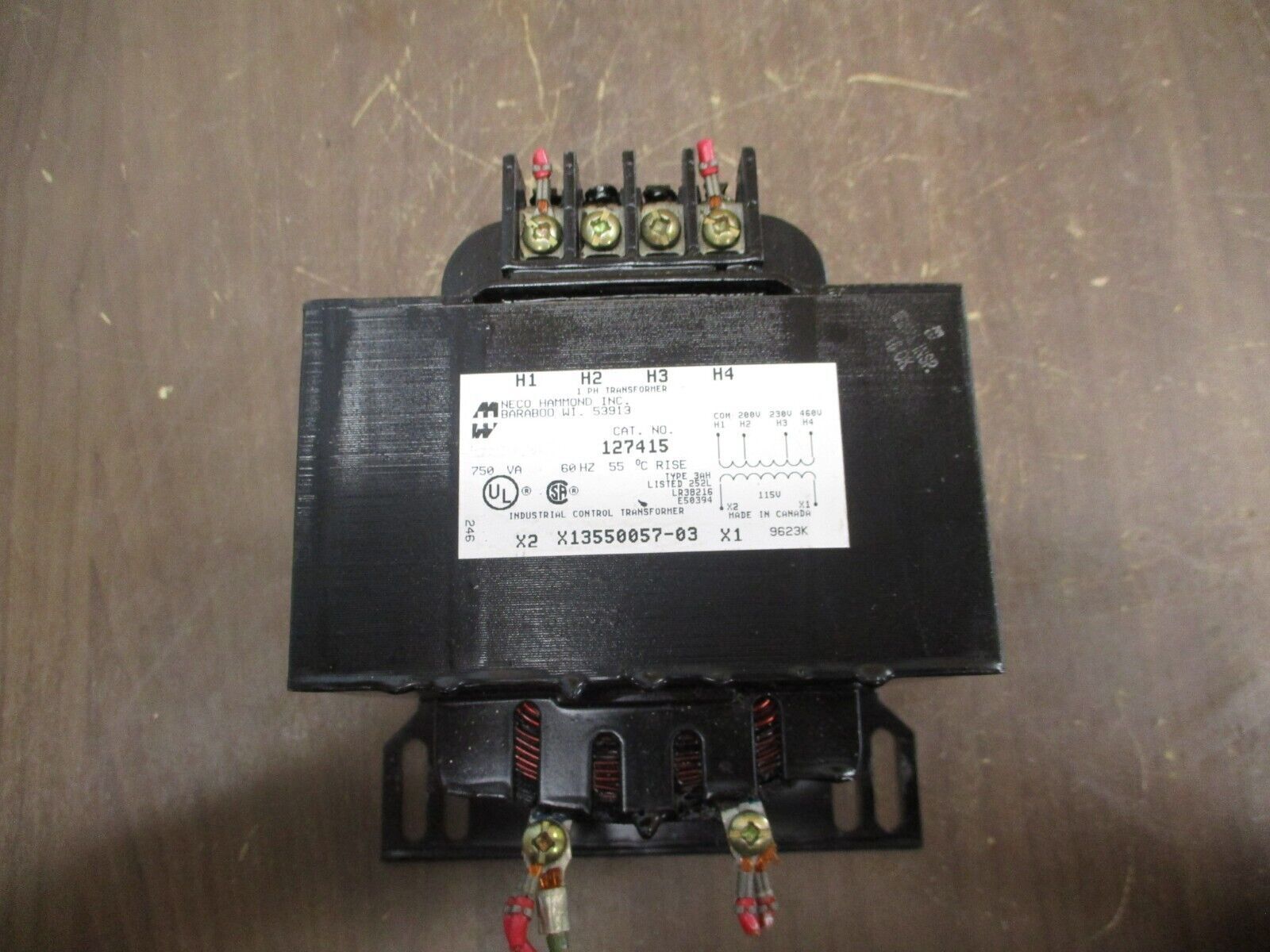 Hammond Control Transformer 127415 750VA Pri: 200/230/460V Sec: 115V 60Hz Used