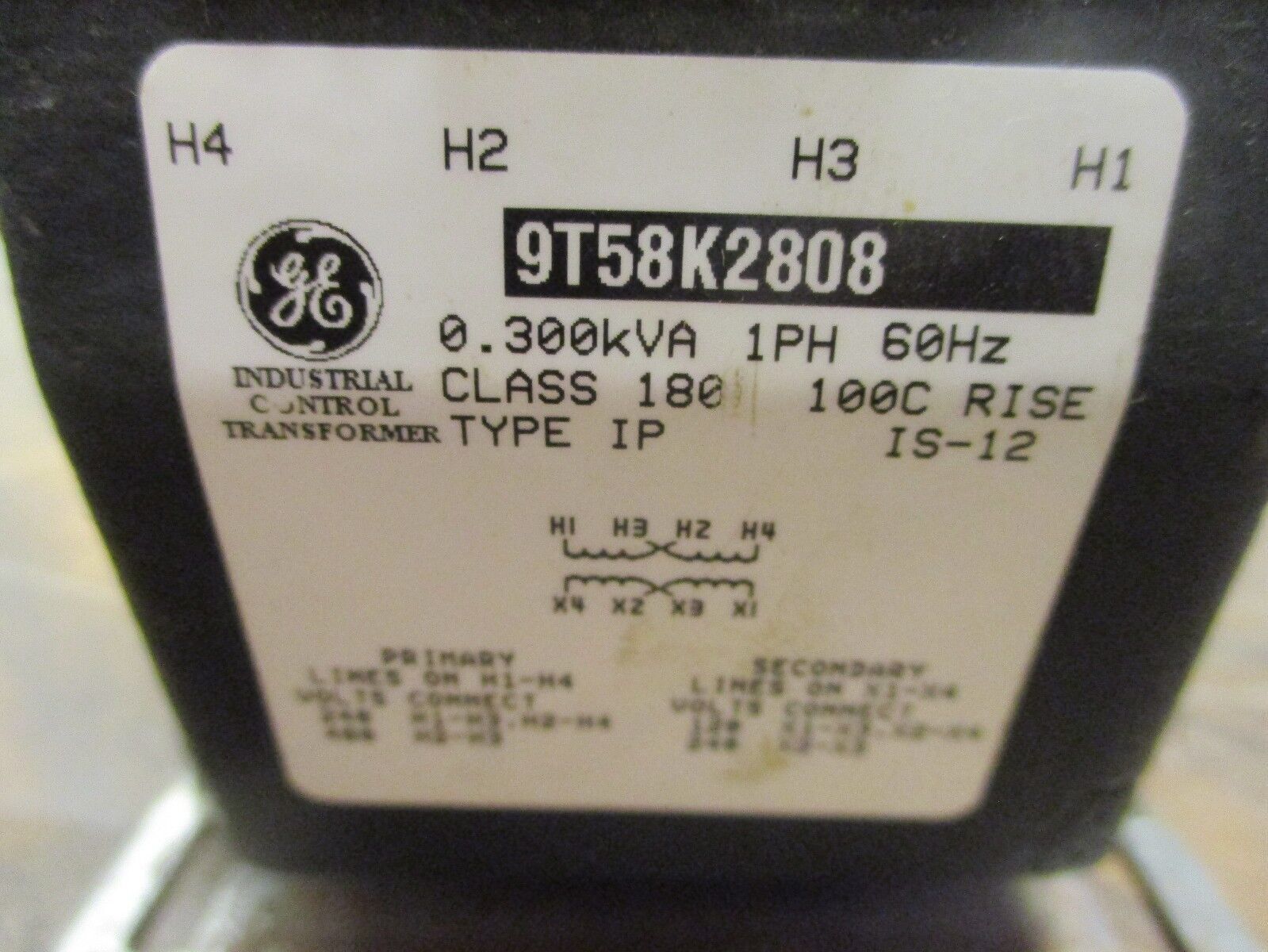 GE Control Transformer 9T58K2808 0.300KVA Pri:240/480V Sec:120/240V 1Ph Used