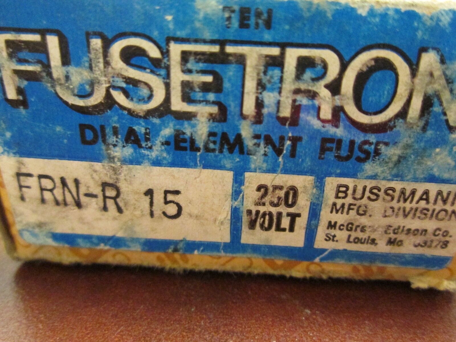 Bussmann FRN-R 15 Fusetron Fuse 15A 250V *Box of 10* New Surplus
