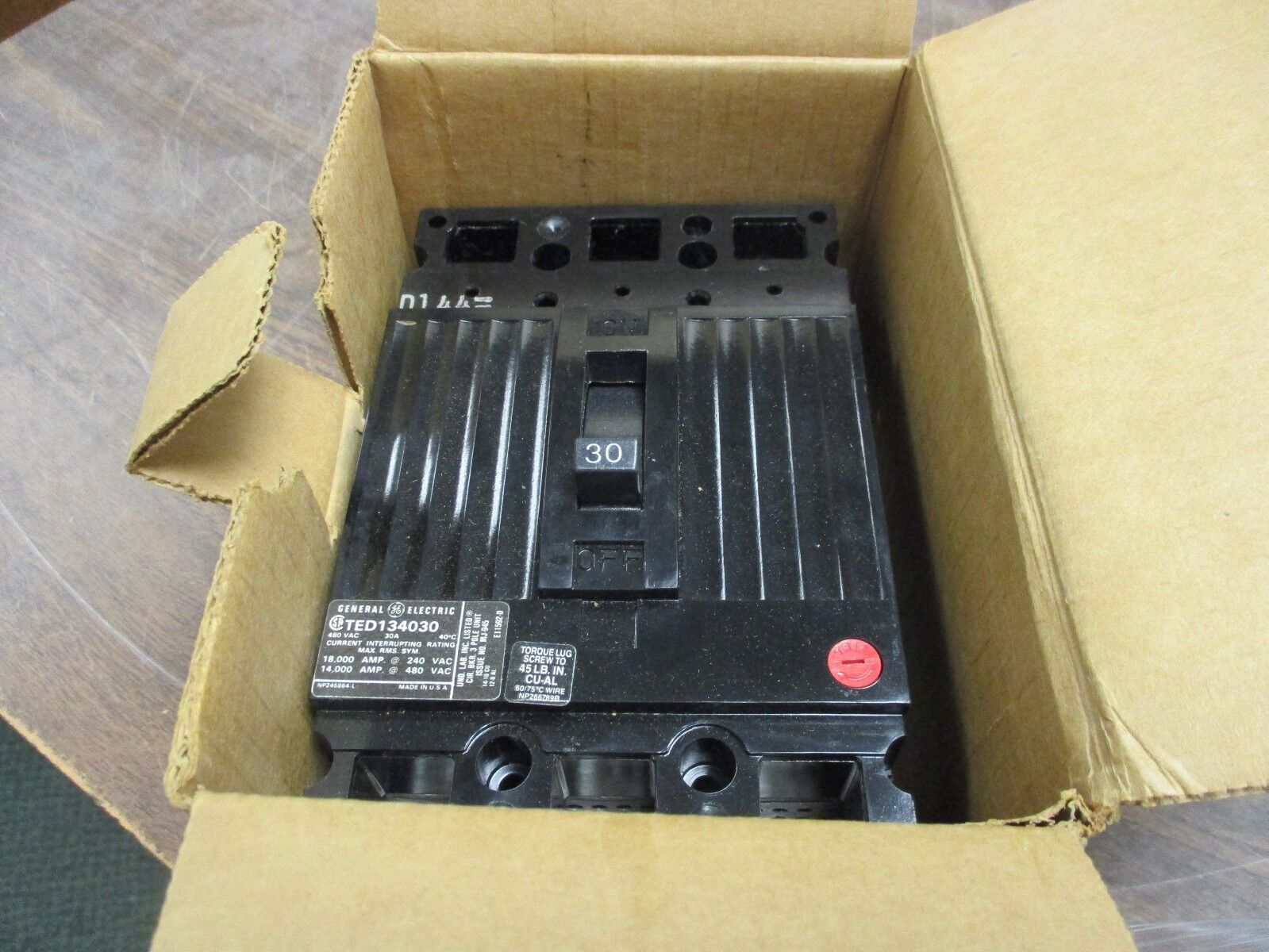 GE TED Circuit Breaker TED13403WL 30A 480V New Surplus