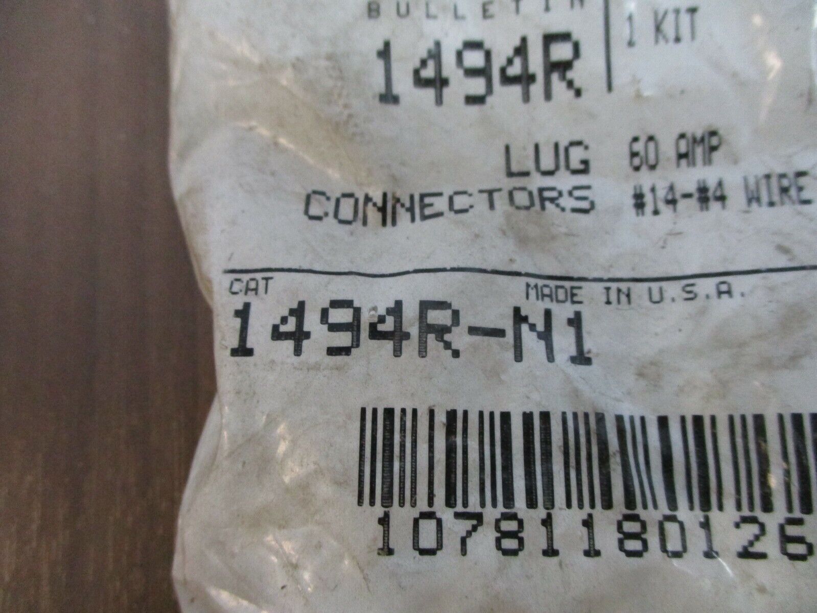 Allen-Bradley Lug Connector Kit 1494R-N1 Ser. A 60A #14 - #4 Wire, New Surplus