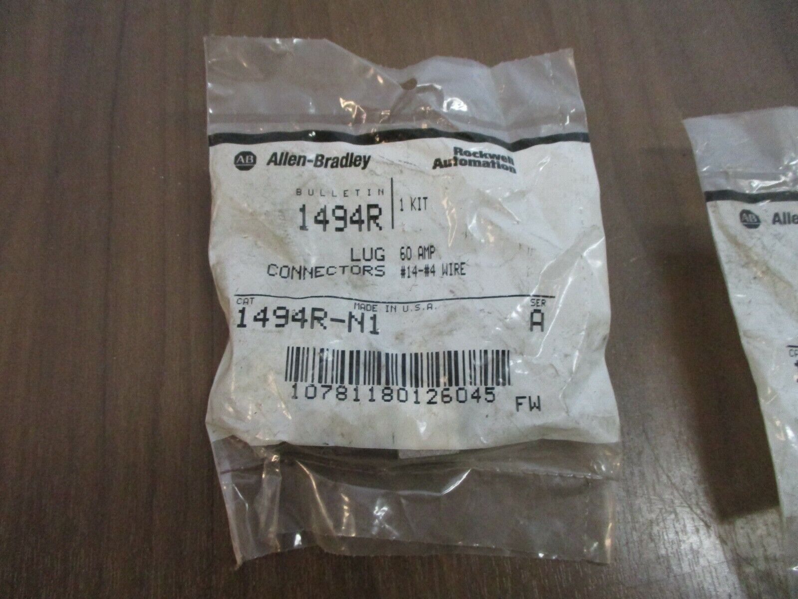 Allen-Bradley Lug Connector Kit 1494R-N1 Ser. A 60A #14 - #4 Wire, New Surplus