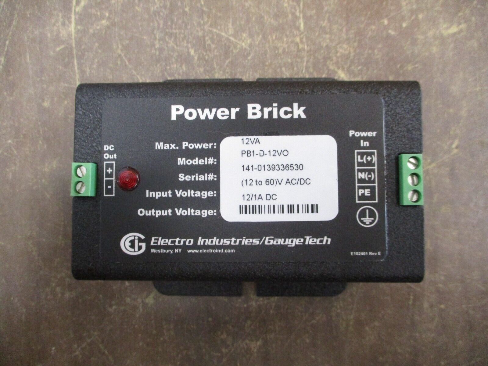 Electro Industries / GaugeTech Power Brick Power Supply PB1-D-12VO *No Box*