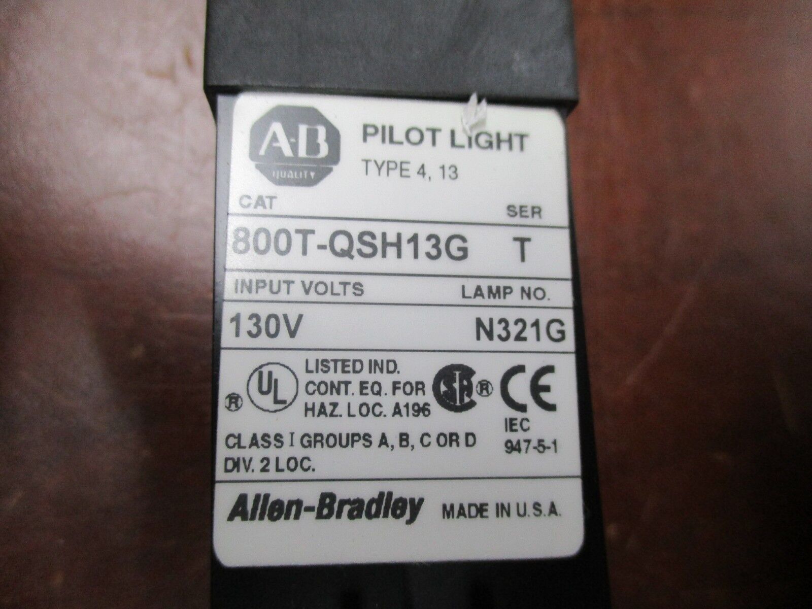 Allen-Bradley Pilot Light 800T-QSH13G 130V Green Used