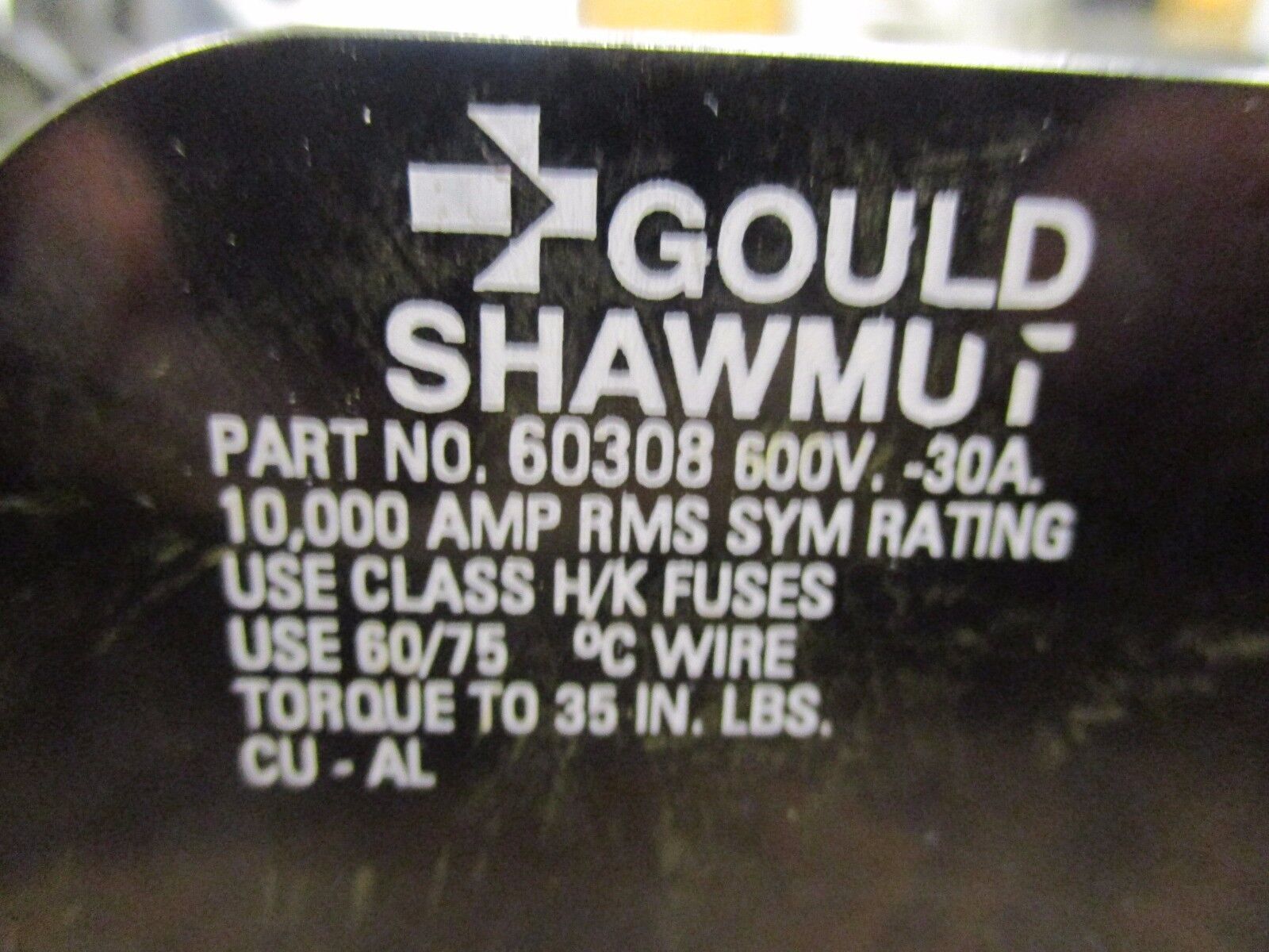 Gould Shawmut Fuse Holder 60308 30A 600V, 3P *Lot of 4* Used