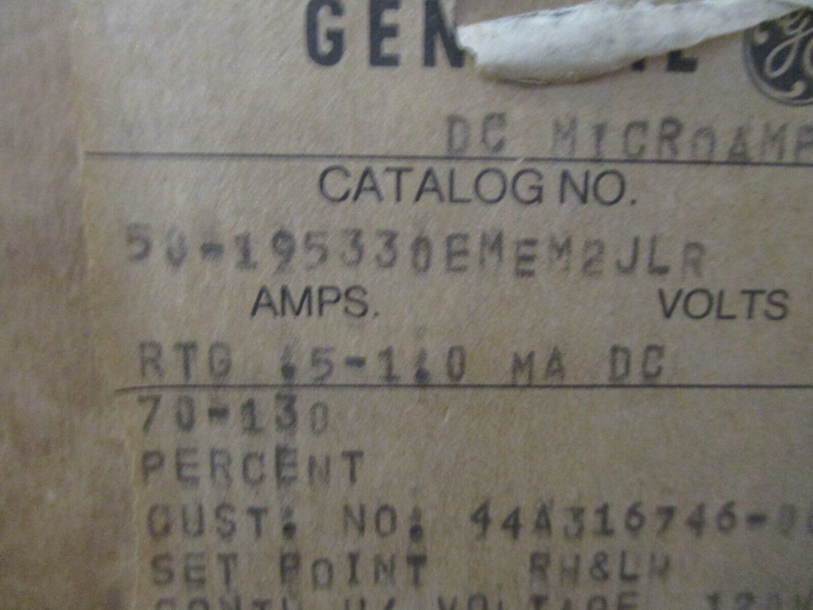 GE DC Micro Ammeter 50-195330EMEM2JLR Range: 15-110mA New Surplus