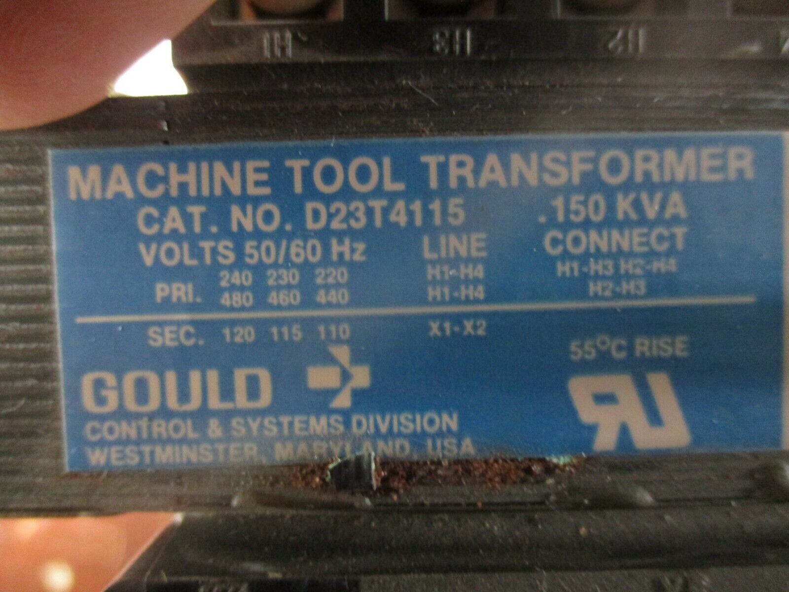 Gould Transformer D23T4115 0.150KVA Pri: 240/480V Sec: 120V 50/60Hz Used