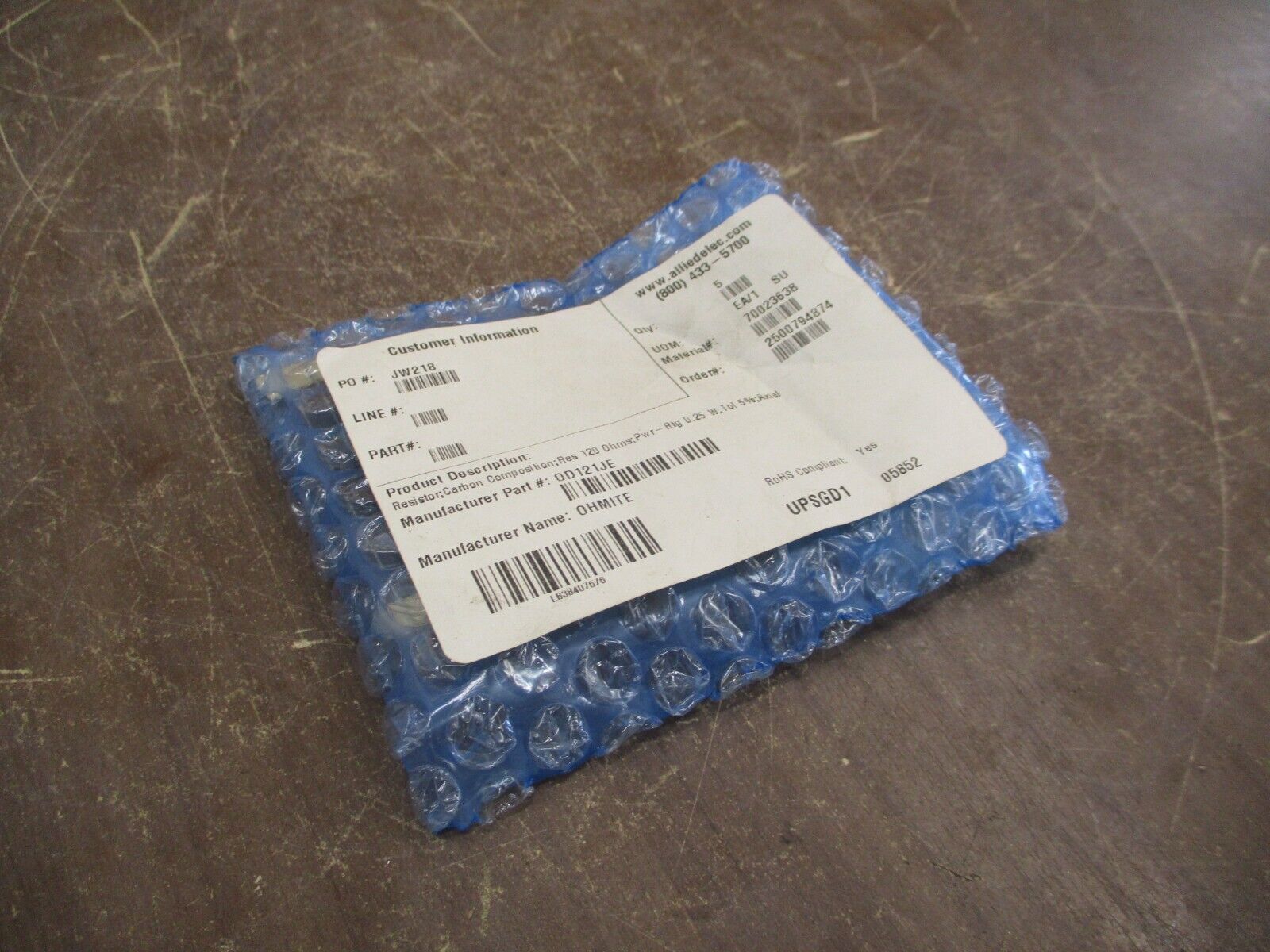 Ohmite Resistor 0D121JE 120 ohms *Bag of 5* New Surplus