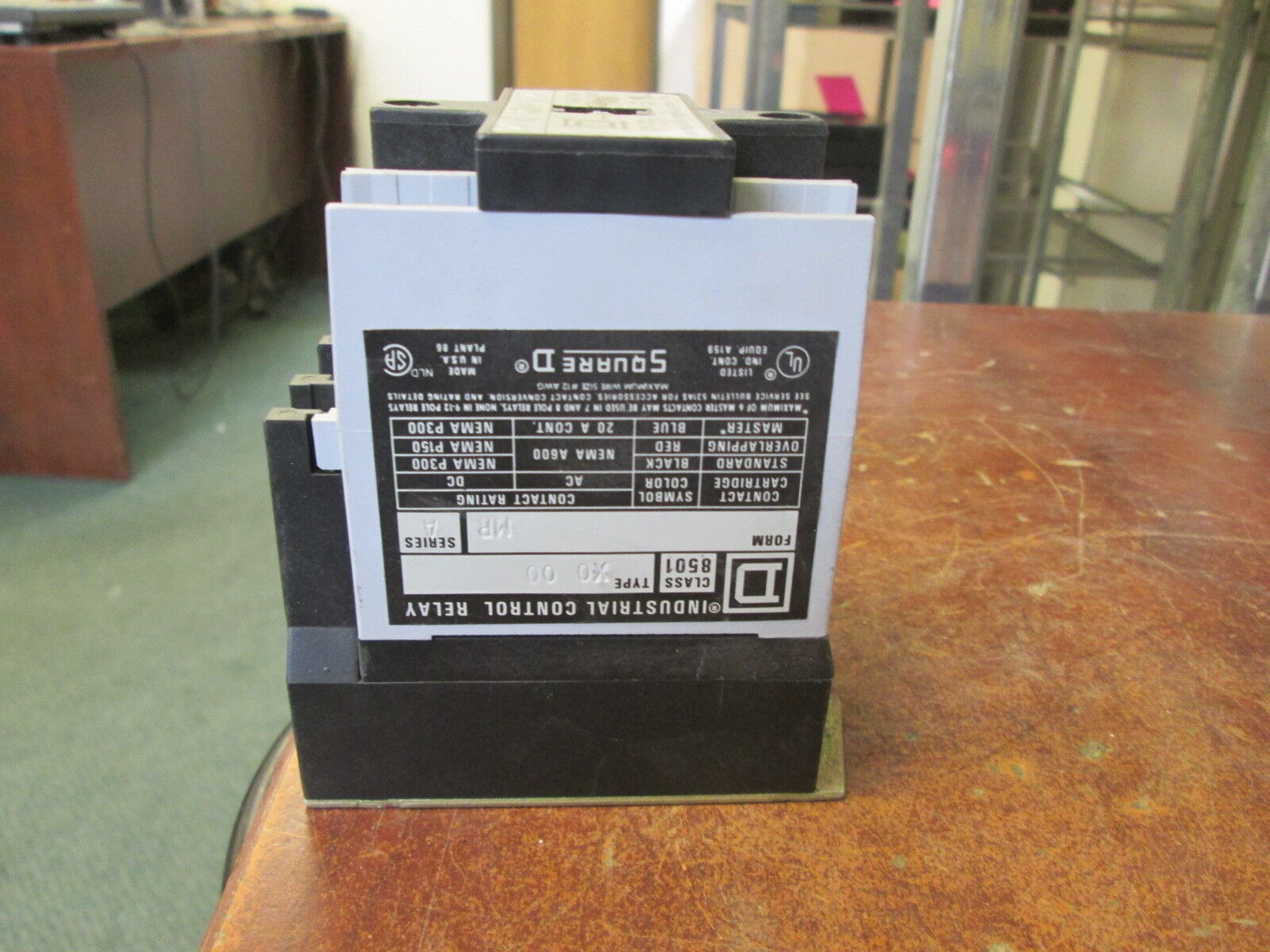 Square D Control Relay 8501 X000 MR 120V Coil 20A Used