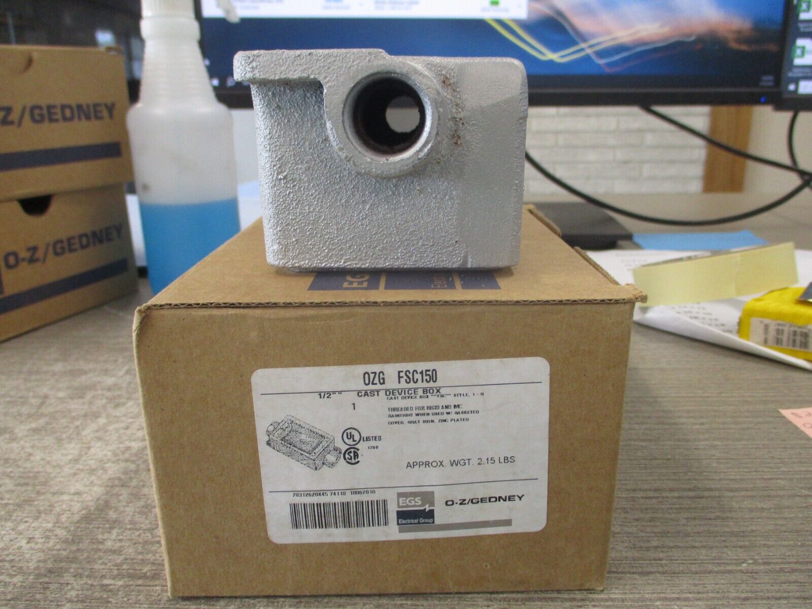 O-Z/Gedney Device Box OZG FSC150 1/2" Cast Iron Gray New Surplus