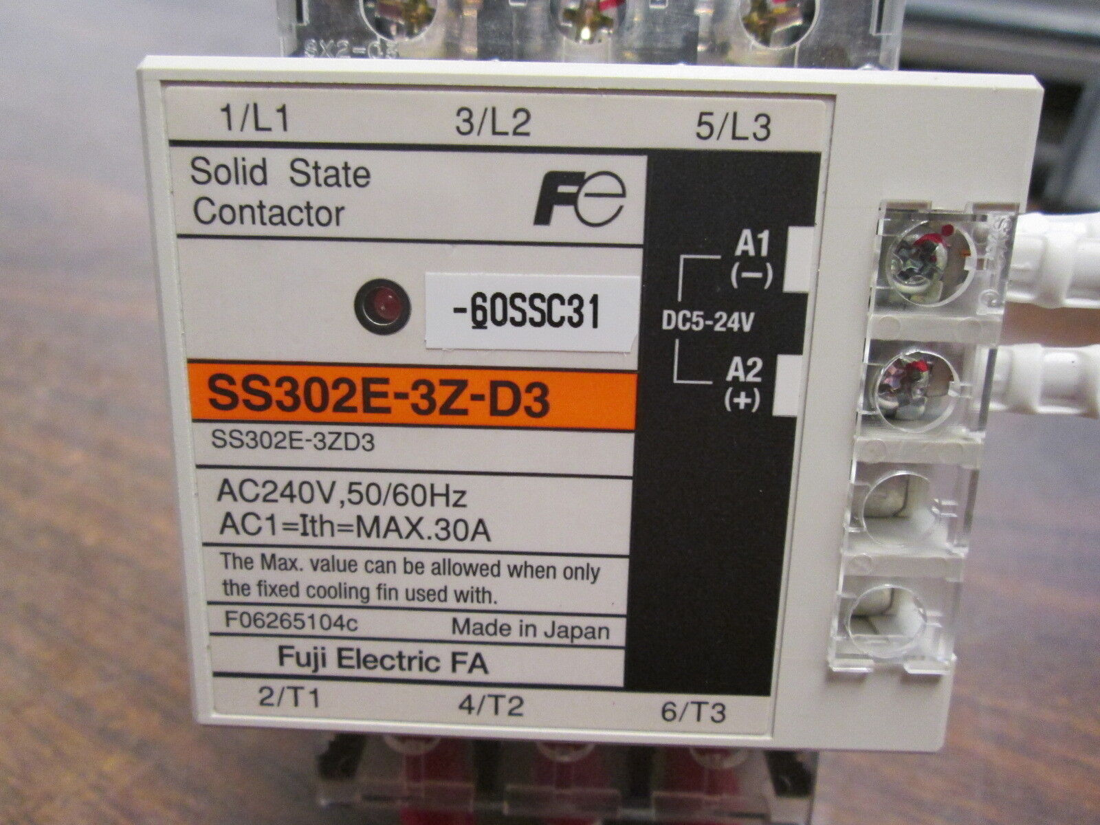 Fuji Electric Solid State Contactor SS302E-3Z-D3 5-24VDC Coil 30A 240V 50/60Hz