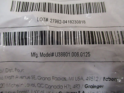 Fabory Buna N O-Rings U38801.006.0125 *Bag of 50* New Surplus