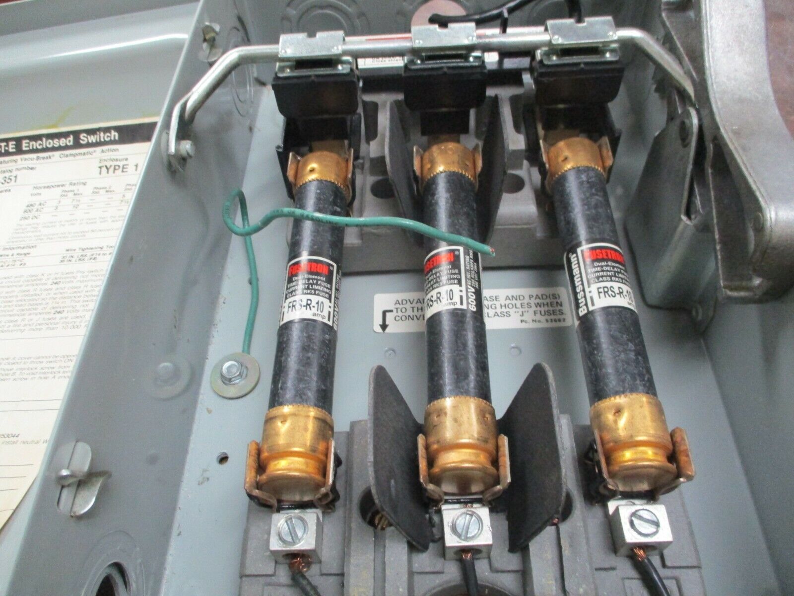 ITE Fusible Safety Switch/Disconnect F351 30A 600V 3Ph Used