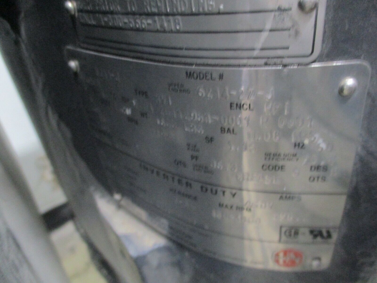US Motors Vertical Mount AC Motor 250HP 1800RPM FR: 445YPA ENCL: WPI 3Ph Used