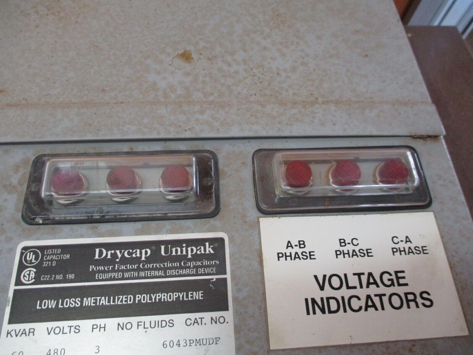 Commonwealth Sprague Drycap Unipak Capacitor 6043PMUDF 60kVAR 480V 3Ph 60Hz Used