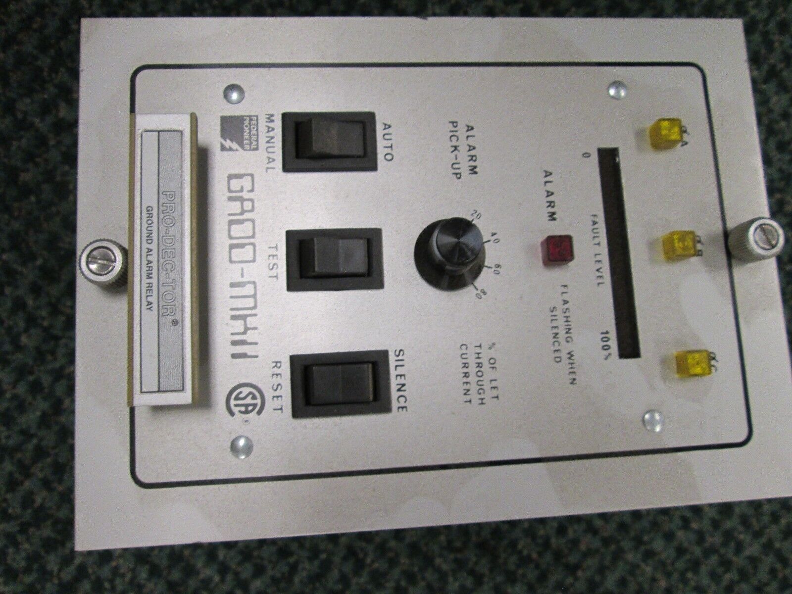 Federal Pioneer Ground Alarm Relay GAOO-MKII 120/240 VAC 24 VDC