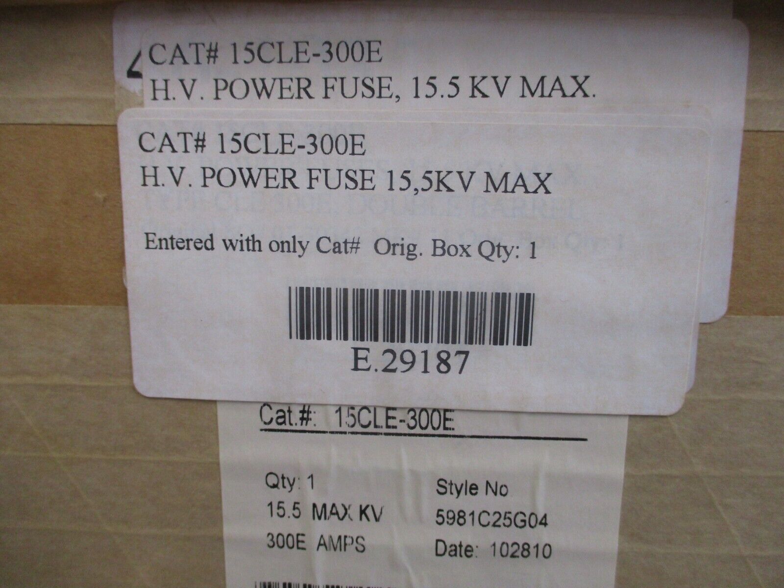Bussmann Fuse 15CLE-300E 15.5kV 300E Style# 5981C25G04 New Surplus