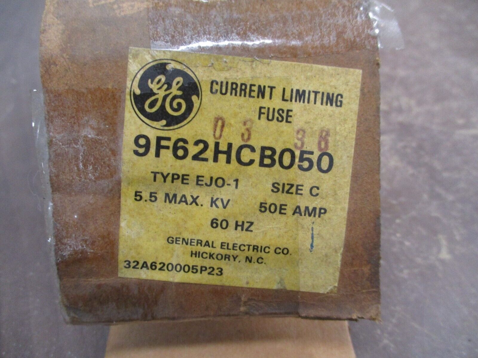 GE Type EJ0-1 Fuse 9F62HCB050 5.5kV 50E 60Hz New Surplus
