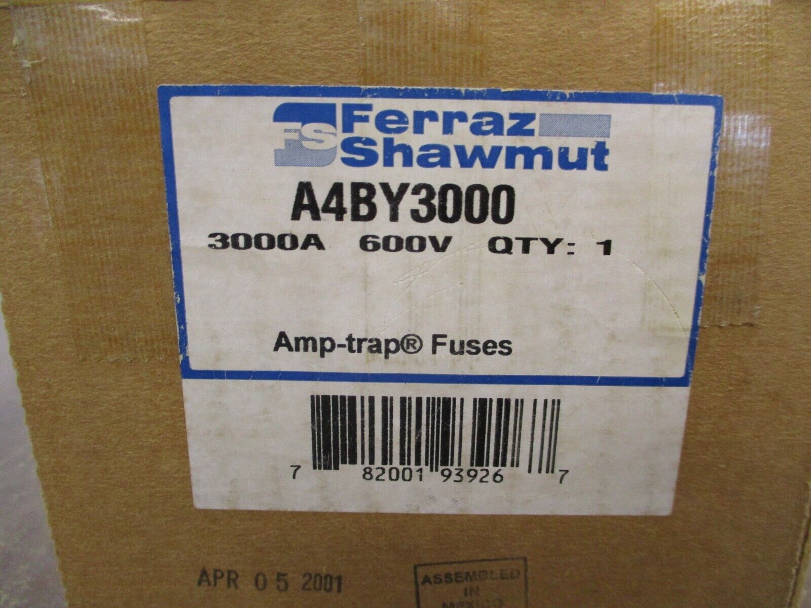 Ferraz Shawmut Amp-Trap Fuse A4BY3000 3000A 600V New Surplus