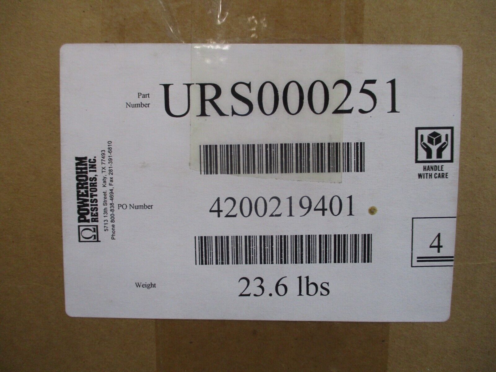 Powerohm Braking Resistor URS000251 15 ohm 3357W New Surplus
