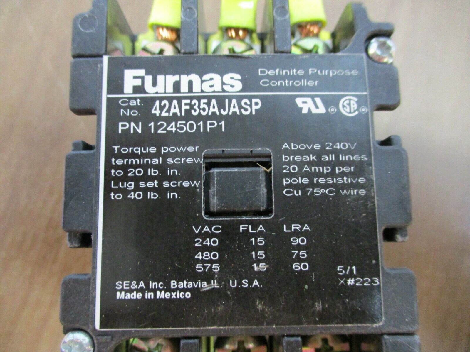 Furnas Contactor 42AF35AJASP 24V Coil 15A 575V Used