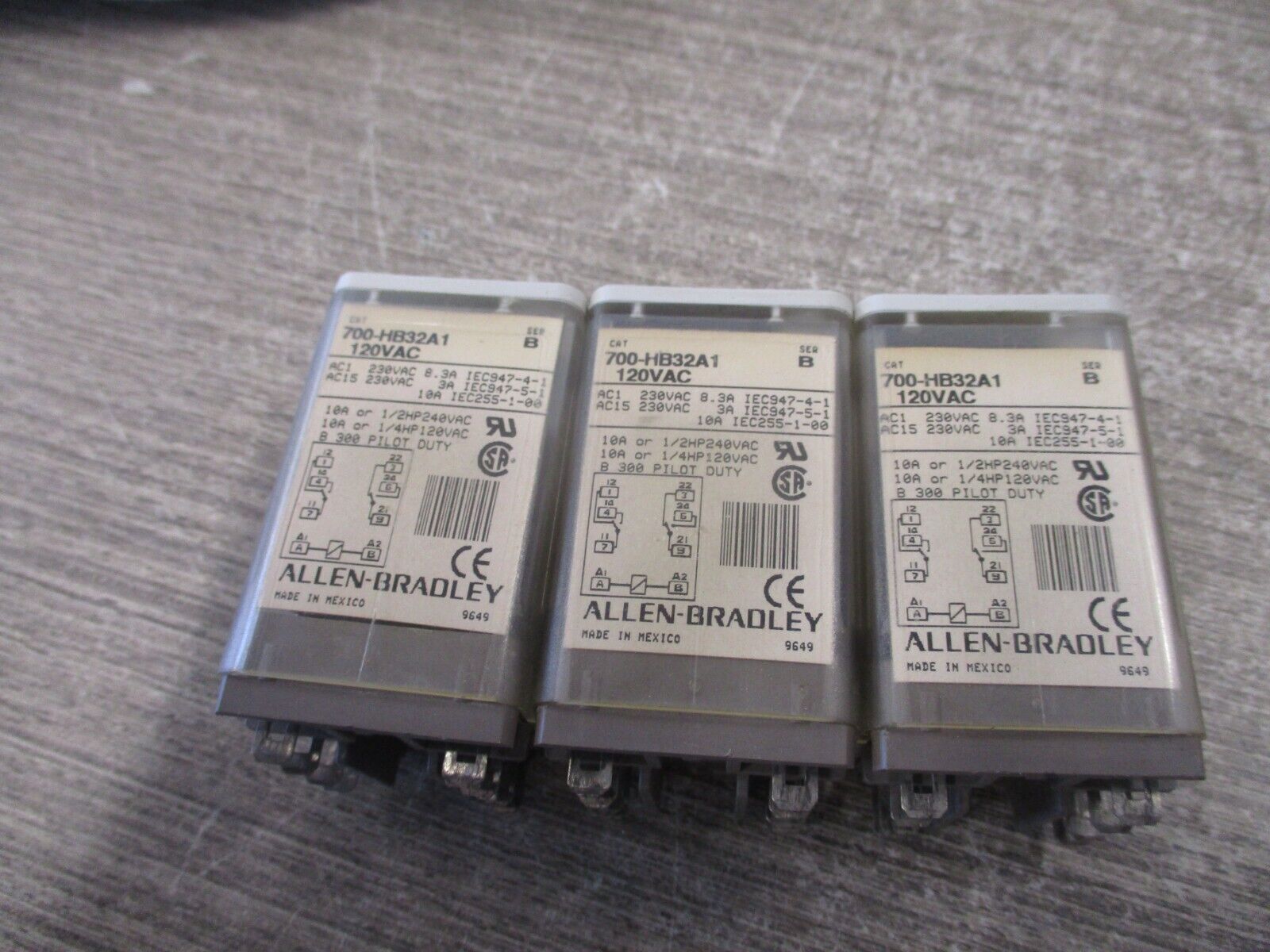 Allen-Bradley Relay 700-HB32A1 Ser.B 120V Coil Lot of 3 Used