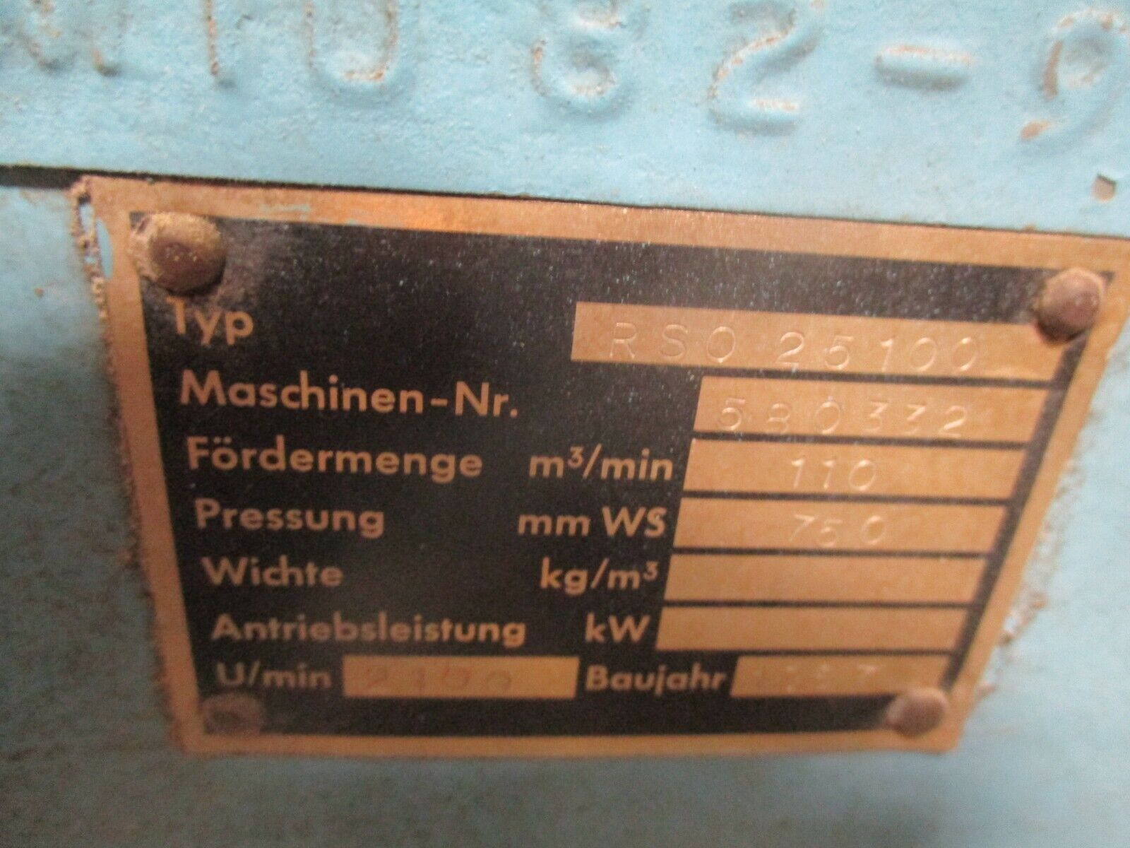 MIAG Blower Package RSO 25100 30HP 110 Cubic m/min Used