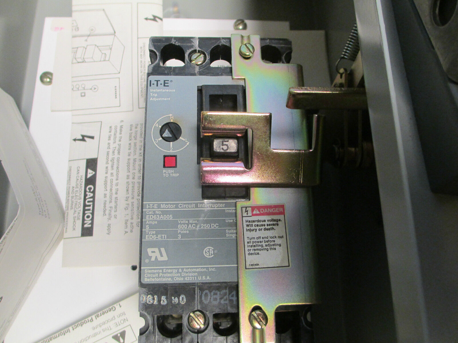 Siemens Combination, Size 1 Circuit Breaker 5A 3P, New in Box!!!