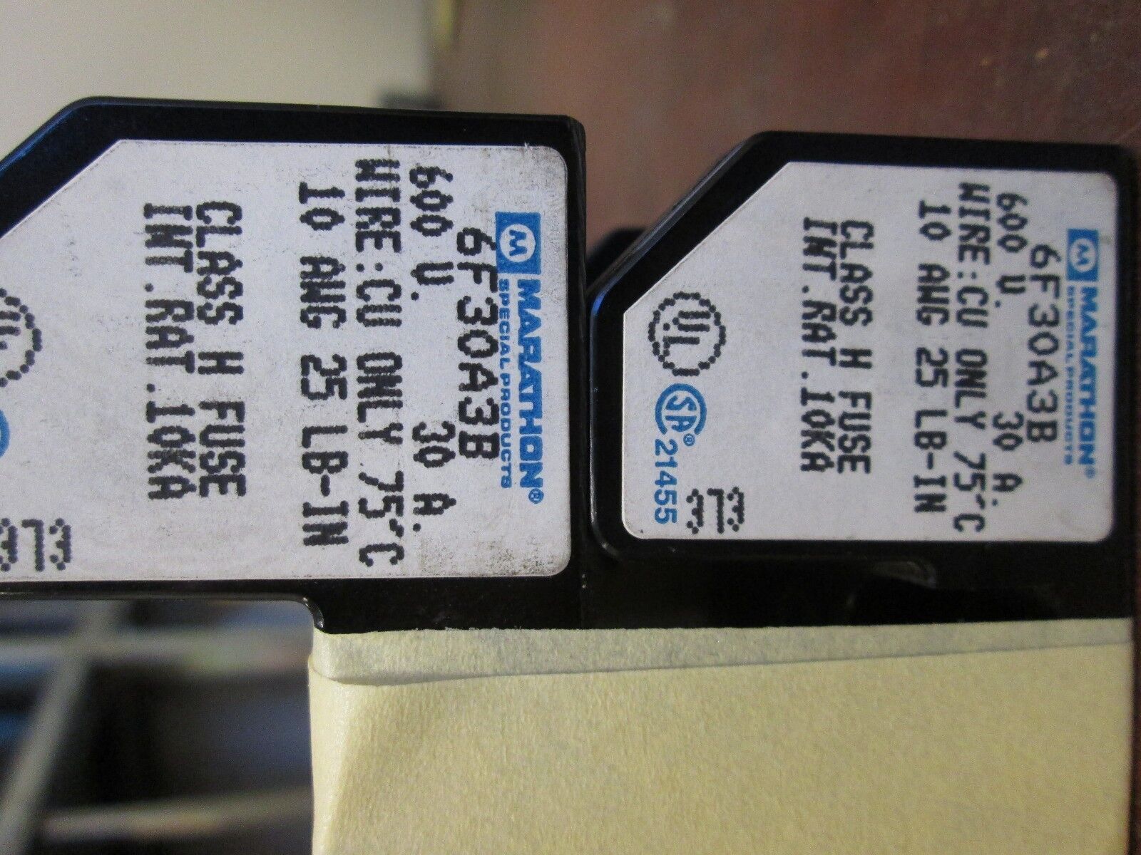 Marathon Fuse Block 6F30A3B 30A 600V 3P *Lot of 2* Used