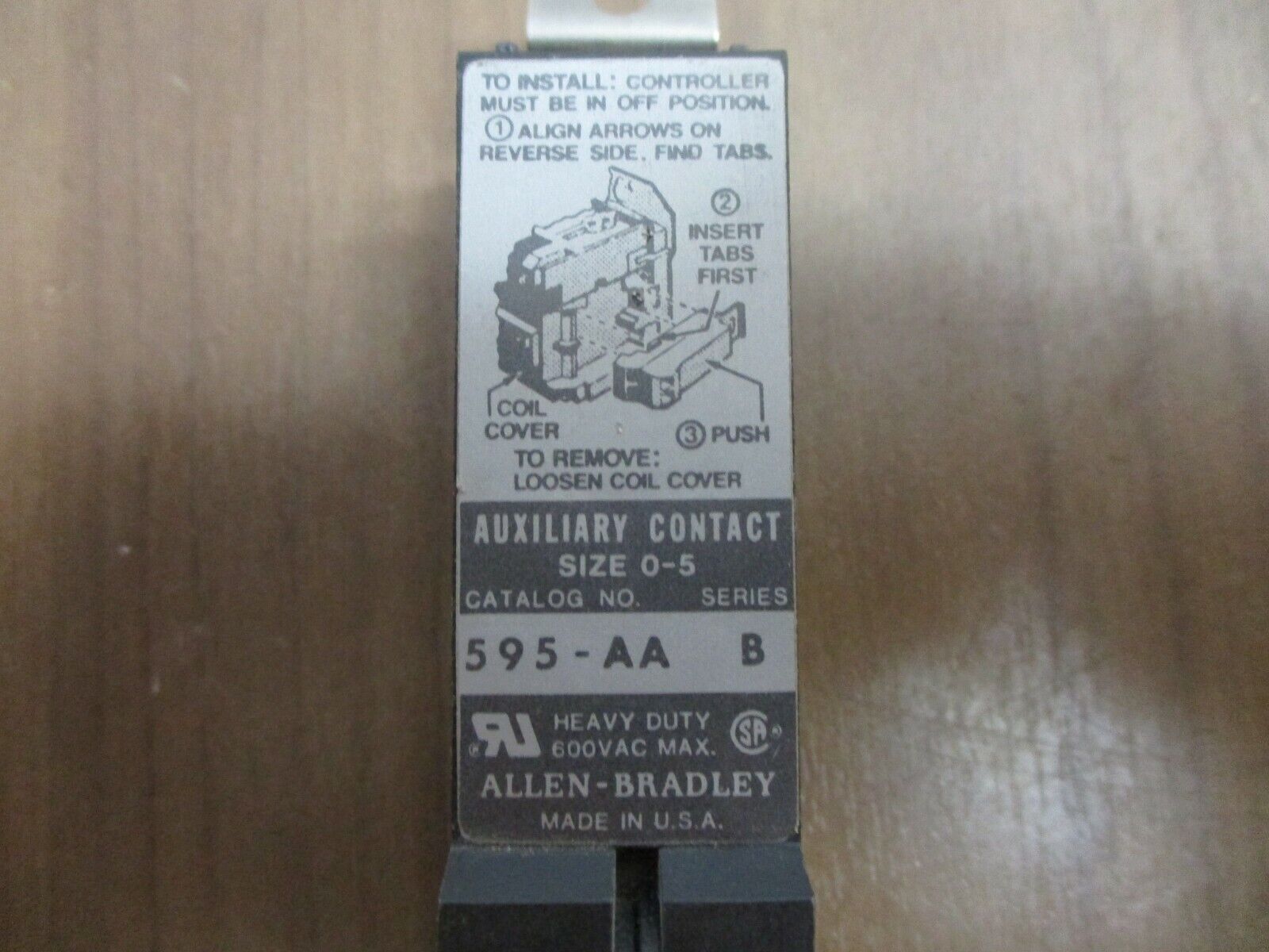 Allen-Bradley Aux Contact 595-AA Ser. B Size 0-5 *Lot of 4* Used