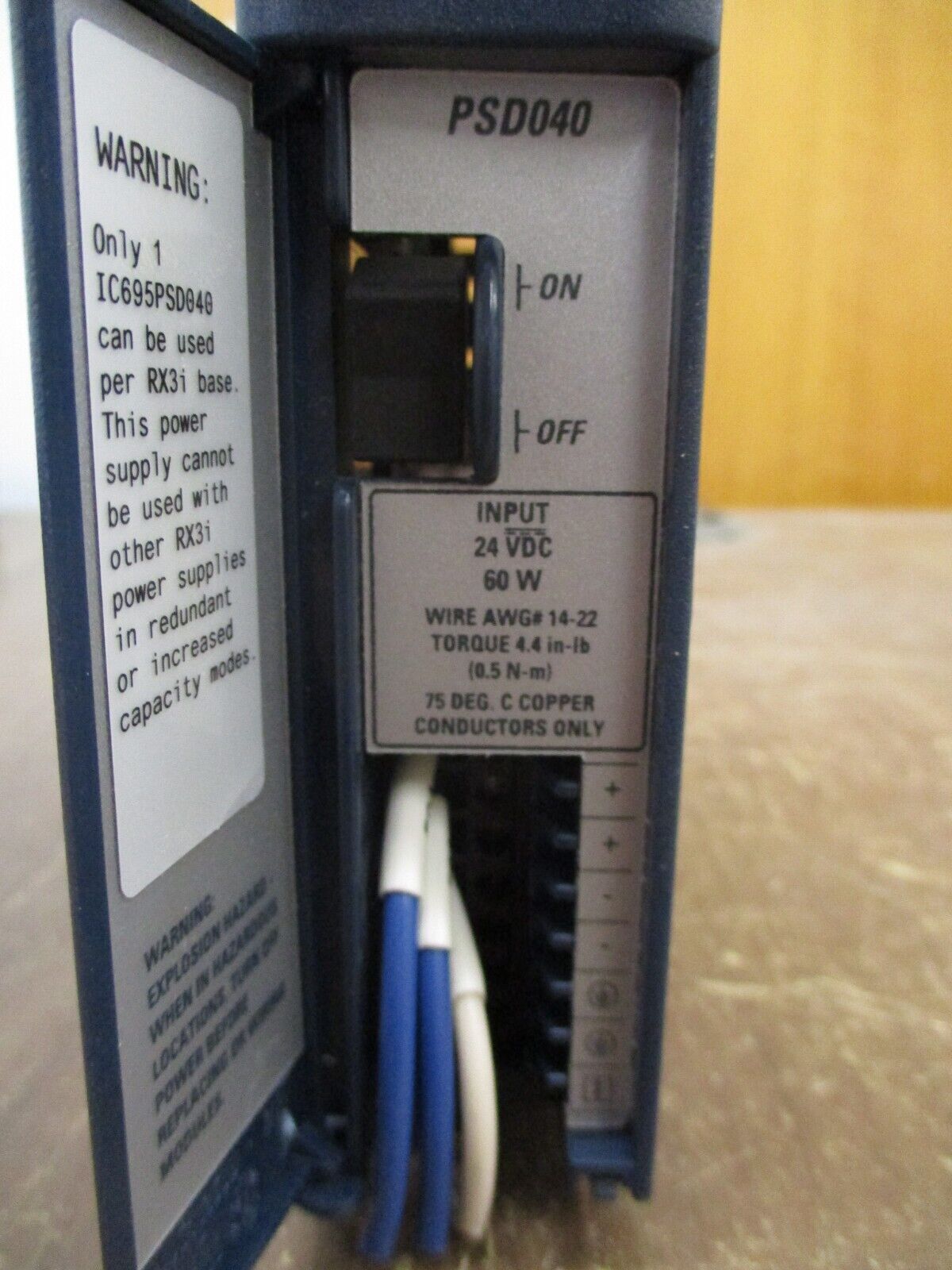 GE Fanuc RX3: 40W Power Supply Module IC695PSD040J 24VDC Used