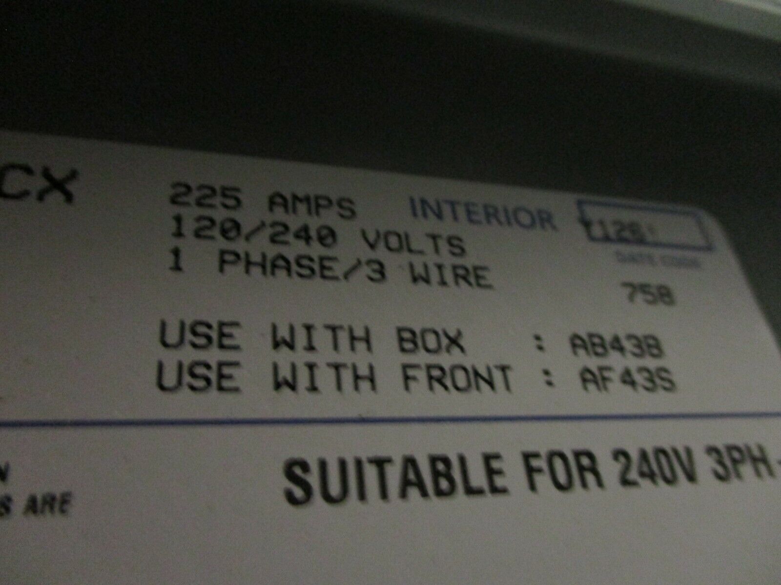 GE Main Breaker Circuit Breaker Panel AQU1302RCX 225A Max 120/240V 1Ph 3W Used