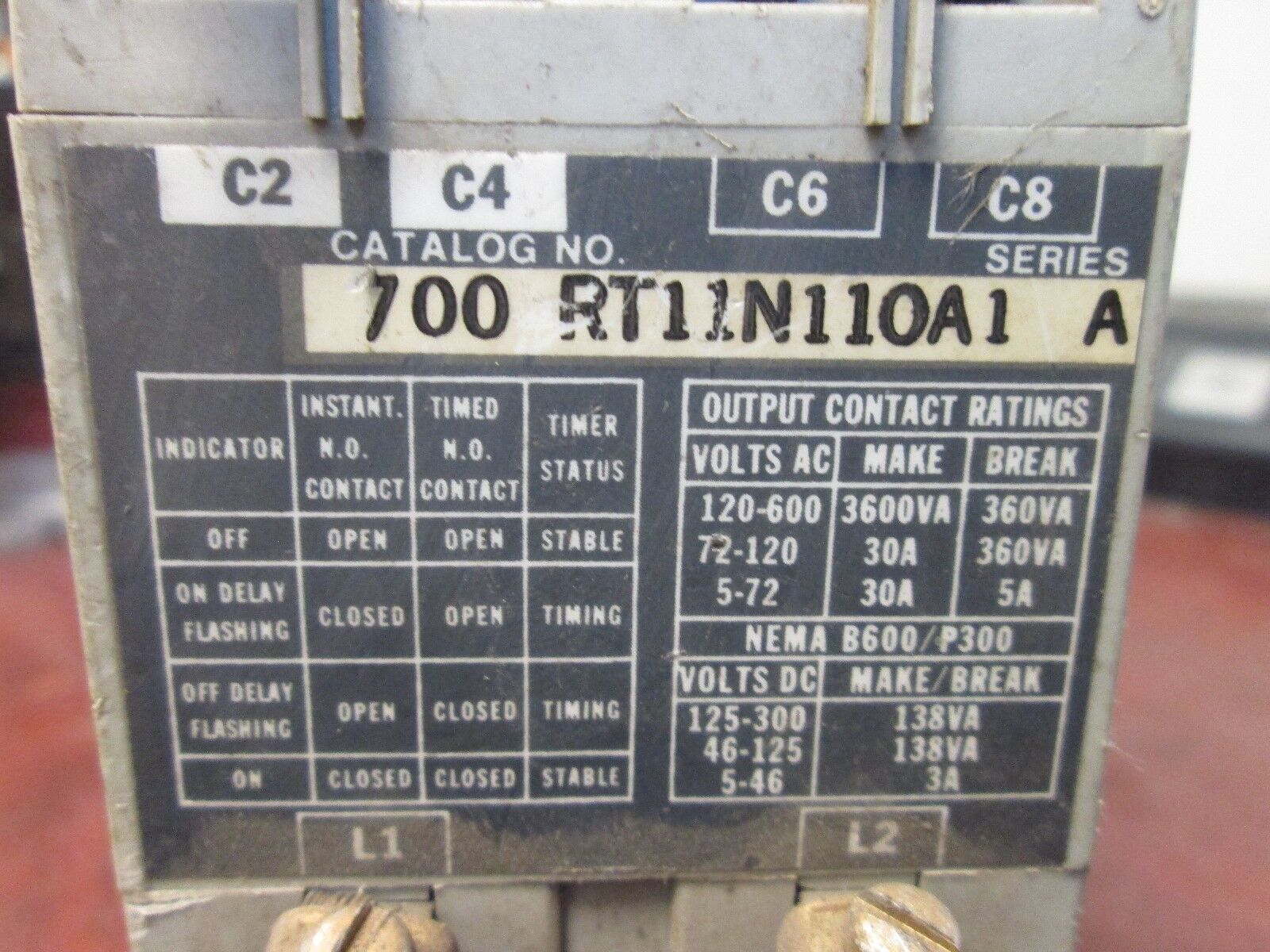 Allen-Bradley Time Delay Relay 700-RT11N110A1 Range: 2-120sec Used