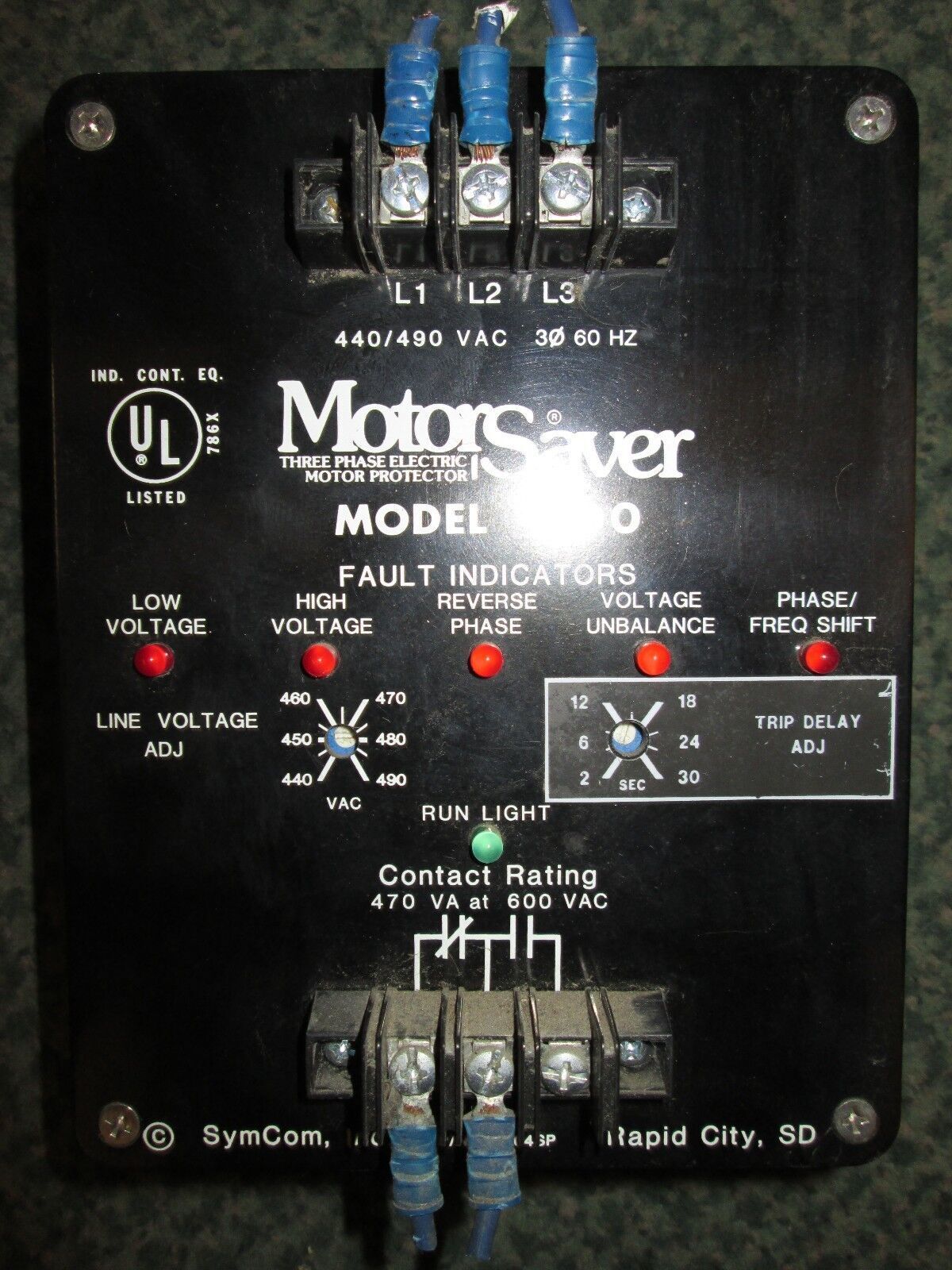 Motor Saver Model 500 MS504SP 440-490V 2-30sec Trip Delay Used