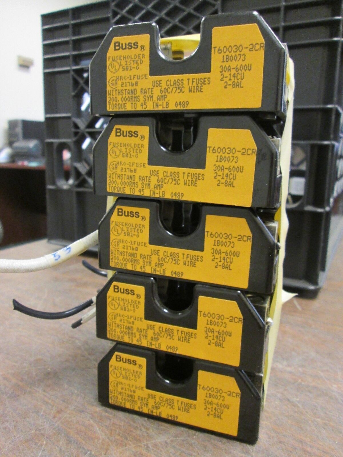 Buss Fuseholder T60030-2CR 30A 600V 2P Lot of 5 Used