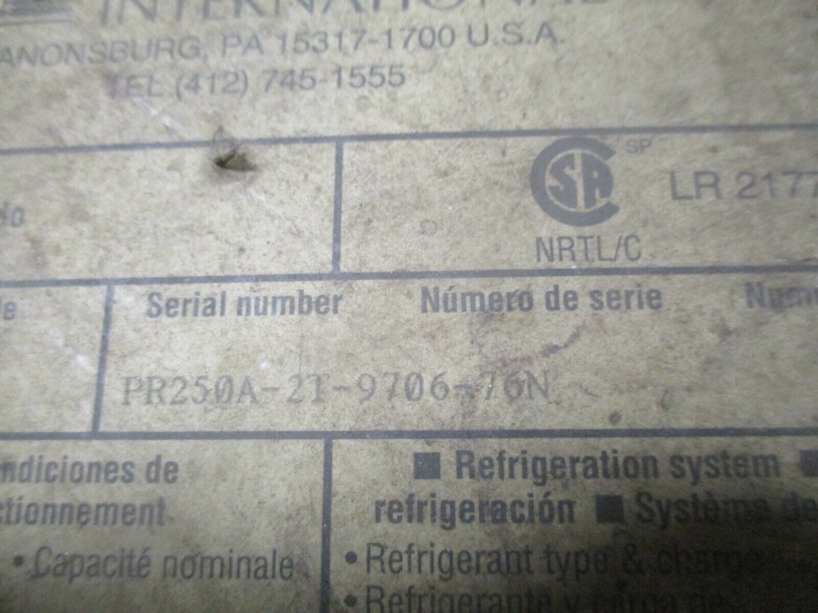 Hankison Compressed Air Dryer PR250-460 250CFM@100PSIG 460V 3PH 60Hz Used