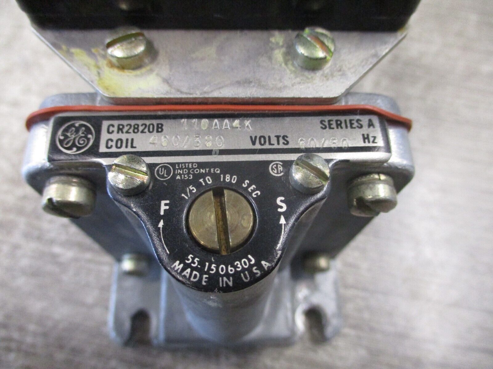 GE Time Delay Relay CR2820B 110AA4K Ser. A 460V Coil Delay; 1/5-180 Sec